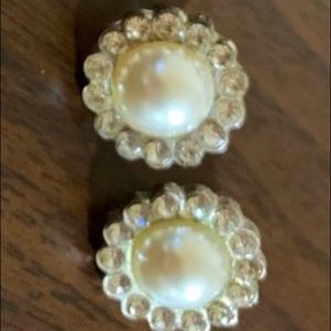 Clip-On Pearl/Diamond Earrings
